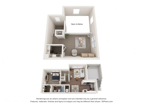 Floor plan for 1 bed, 1 bath, 1093 sqft